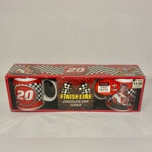 2004 Coke NASCAR 2 Two Mug Set Tony Steward #20 W/Finish Line Cookie NWT